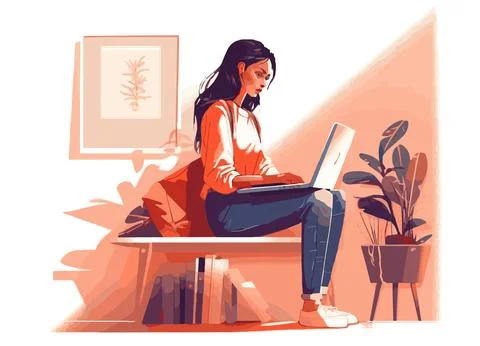 Working From Home WFH Concept Vector Illustration. Stock Illustration