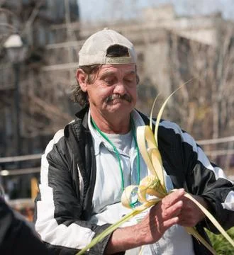 Working homeless man Stock Photos