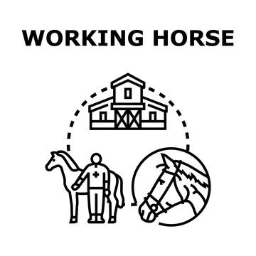 Working horse concept with veterinary care and stable environment Stock Illustration