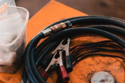 Working hoses in a garage. Stock Photos