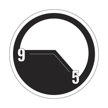 Working hours 9 to 5 clock black and white 2D line cartoon object Stock Illustration