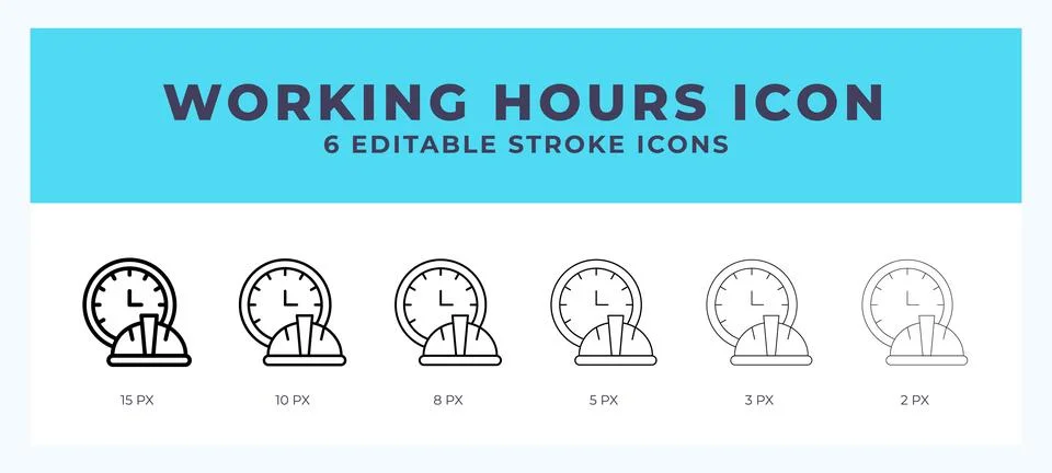 Working hours icon in thin line. Bold line. Regular line. Editable stroke. Stock Illustration