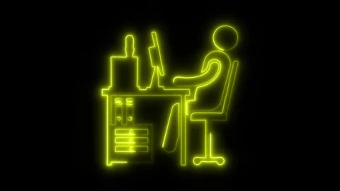 Working Hours Outline Icon in HD Video Neon Animation Stock-Footage 304507231