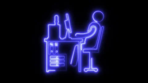 Working Hours Outline Icon in HD Video Neon Animation 스톡 동영상 304507237