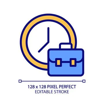 Working hours pixel perfect RGB color icon Illustrazione stock