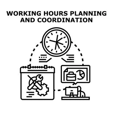 Working hours planning and coordination system concept Stock Illustration