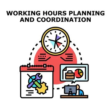 Working hours planning and coordination system concept Stock Illustration