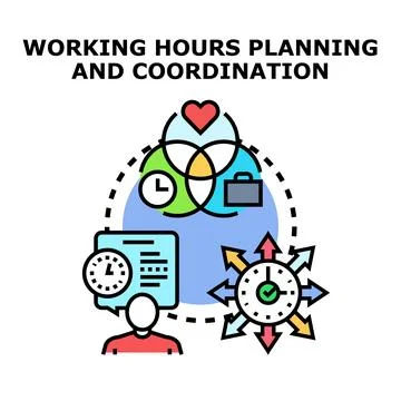 Working hours planning coordinating time management concept Illustrazione stock