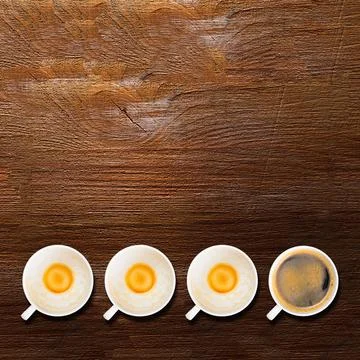 Working hours working hours. empty and full cups of fresh espresso, view f... Stock Photos