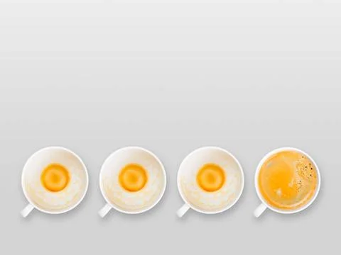 Working hours working hours. empty and full cups of fresh espresso, view f... Stock Photos