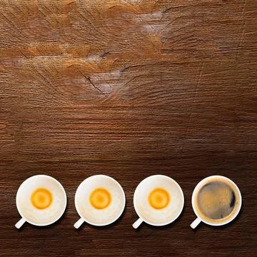 Working hours working hours. empty and full cups of fresh espresso, view f... Stock Photos