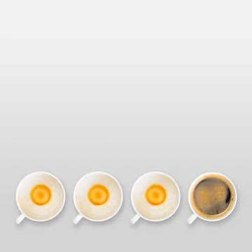 Working hours working hours. empty and full cups of fresh espresso, view f... Stock Photos