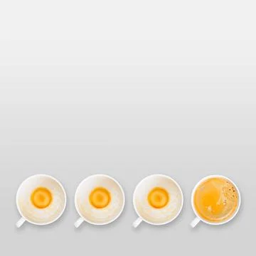 Working hours working hours. empty and full cups of fresh espresso, view f... Stock Photos