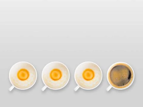 Working hours working hours. empty and full cups of fresh espresso, view f... Stock Photos