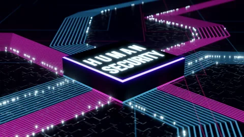 Working Human Security microchip concept. Sci-Fi colors of the main board. Stock Footage 247335129