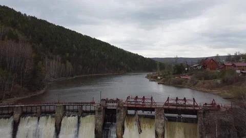 Working hydroelectric power station Stock Footage 220445862