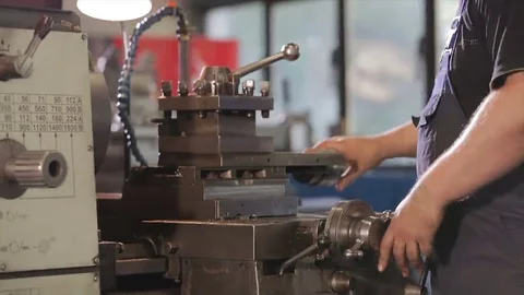 Working with industrial lathe Stock-Footage 69167094