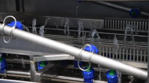 Working industrial washing machine for crates Stock Footage 292674482