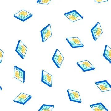Working internet advertising isometric icon seamless pattern 스톡 일러스트