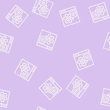 Working internet advertising line vector seamless pattern Stock Illustration