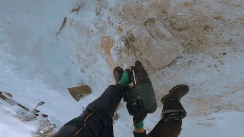 Working with a jackhammer in the first person Stock Footage 326912714