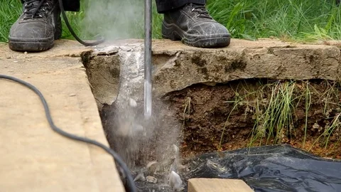 Working with jackhammer Stock Footage 70026378