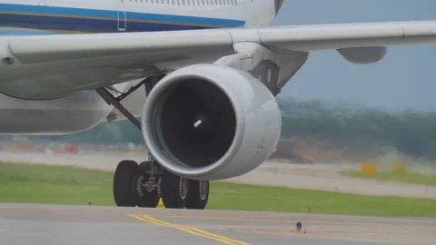 Working jet engine of passenger airliner and heat shimmer behind it Stock Footage 81882729