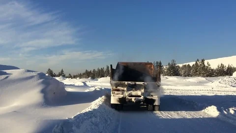 Working KAMAZ in the winter Stock Footage 71290758