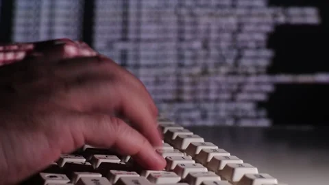Working on Keyboard with the input of Server Data Stock Footage 251753656