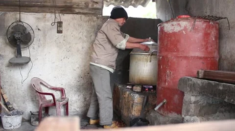 Working in the kitchen, cooking food Stock Footage 45919504