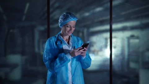 Working in the laboratory, using smartphone, high technology, digital device Stock Footage 95321391