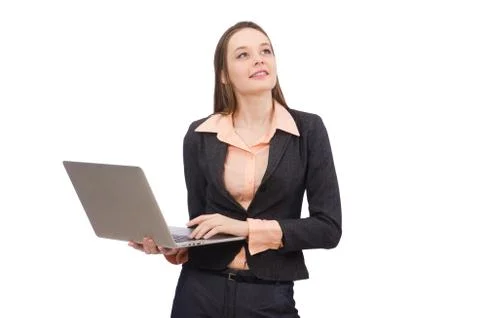 Working lady isolated on white Stockfoto's