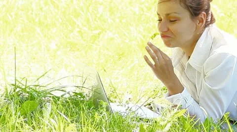 Working on lap Video stock 11241315