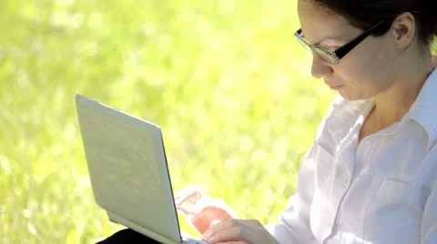 Working on lap Stock Footage 11286807