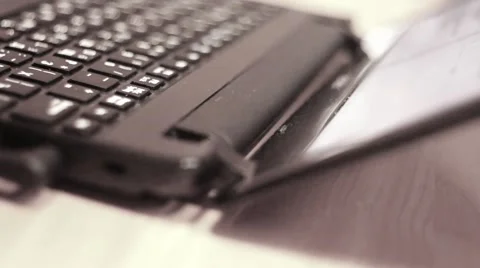 Working on laptop closeup. Close-up of typing hands Stock Footage 48393275