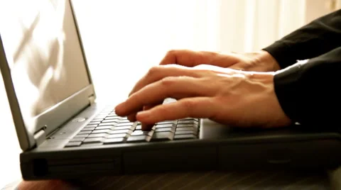Working on laptop, closeup Stock Footage 942961