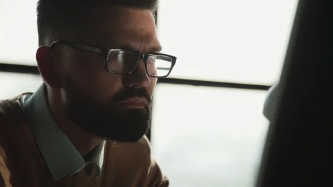 Working on laptop computer, typing on keyboard, modern office business Stock-Footage 87967909