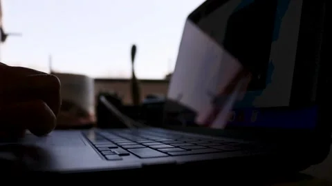 Working on laptop in the dark Stock Footage 238626408