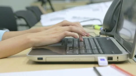 Working on laptop Video stock 53839801