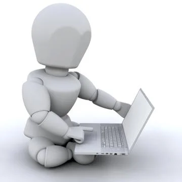 Working on laptop Stock Illustration