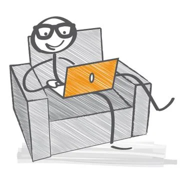 Working with Laptop Stock Illustration