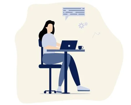 Working with laptop Stock Illustration