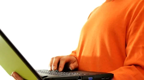 Working on laptop, isolated Video stock 882924