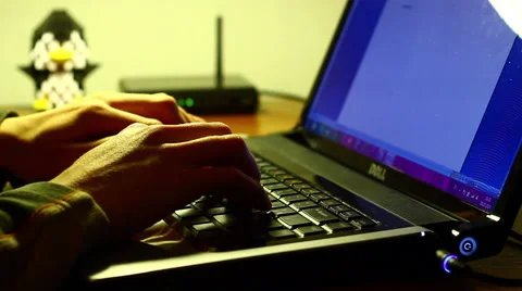 Working On Laptop Keyboard.Real Time. Full HD 1080 Stock Footage 42457504