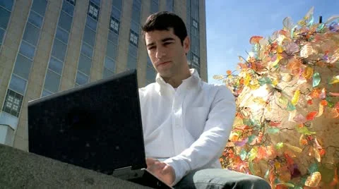 Working with a Laptop - Out 2 Stock Footage 10911259