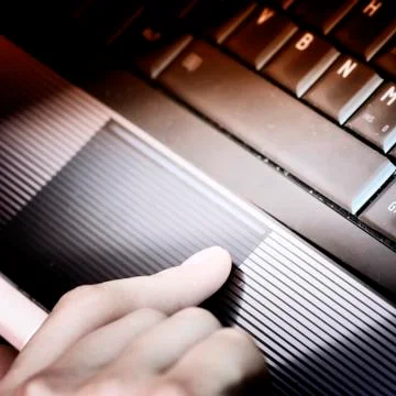 Working at laptop . Stock Photos