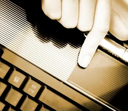 Working at laptop . Stock Photos
