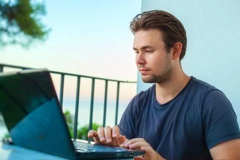 Working on laptop Stock Photos