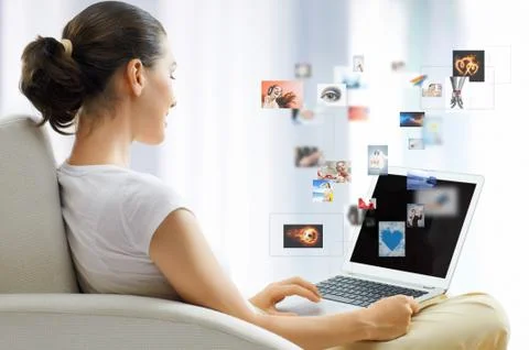 Working in a laptop Stock Photos