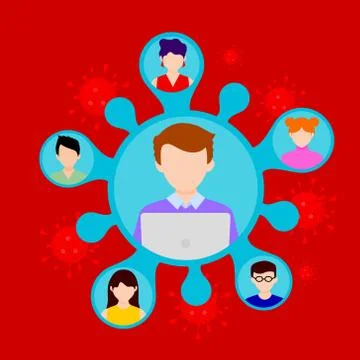 Working on laptop. Work from home concept. Illustrazione stock